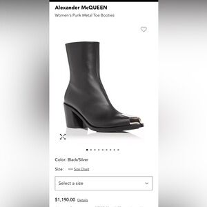 Alexander McQueen Boxcar Silver Hardware Bootie Black Size 40